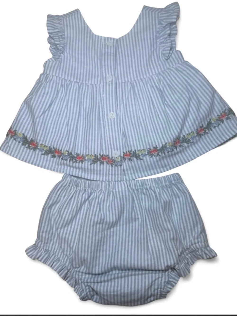 Baby Gap 2-Piece Floral Embroidered Bubble Outfit Set